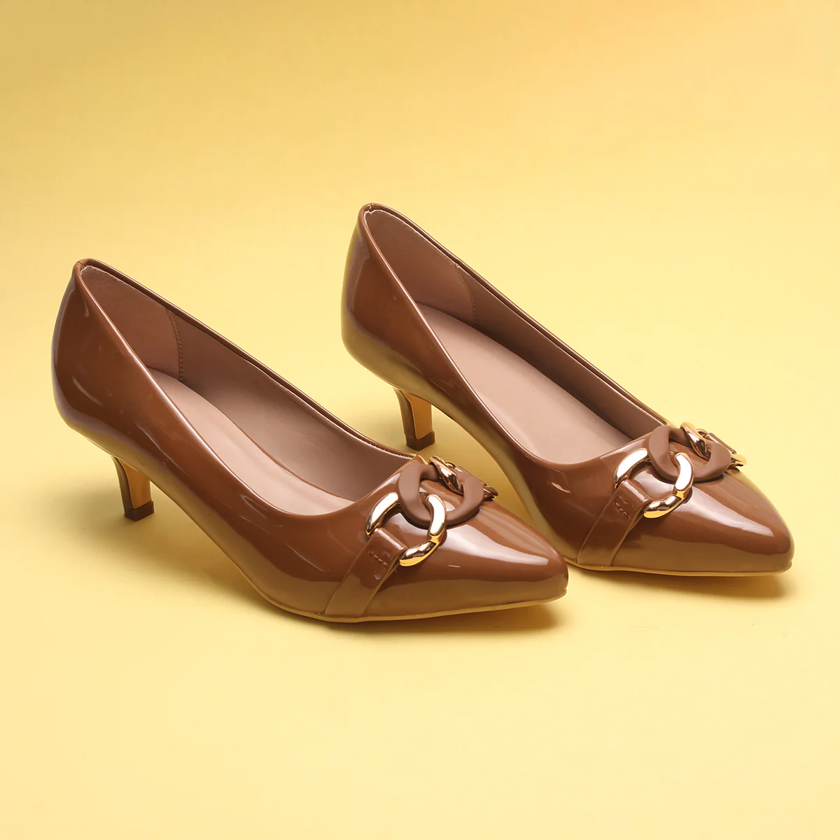Womens "CINZIA" Patent Buckled Pointed Court Shoes - Image 6