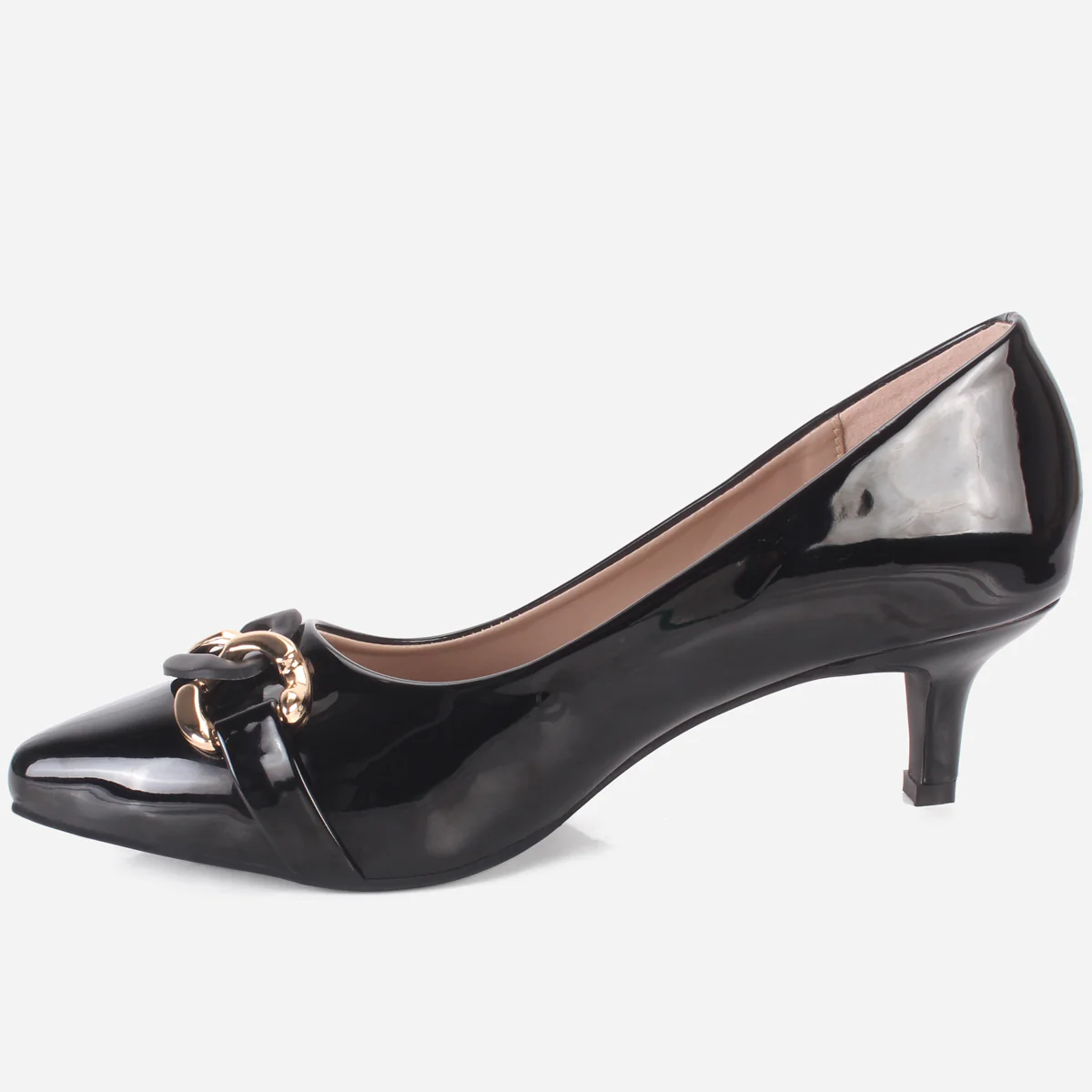 Womens "CINZIA" Patent Buckled Pointed Court Shoes - Image 3