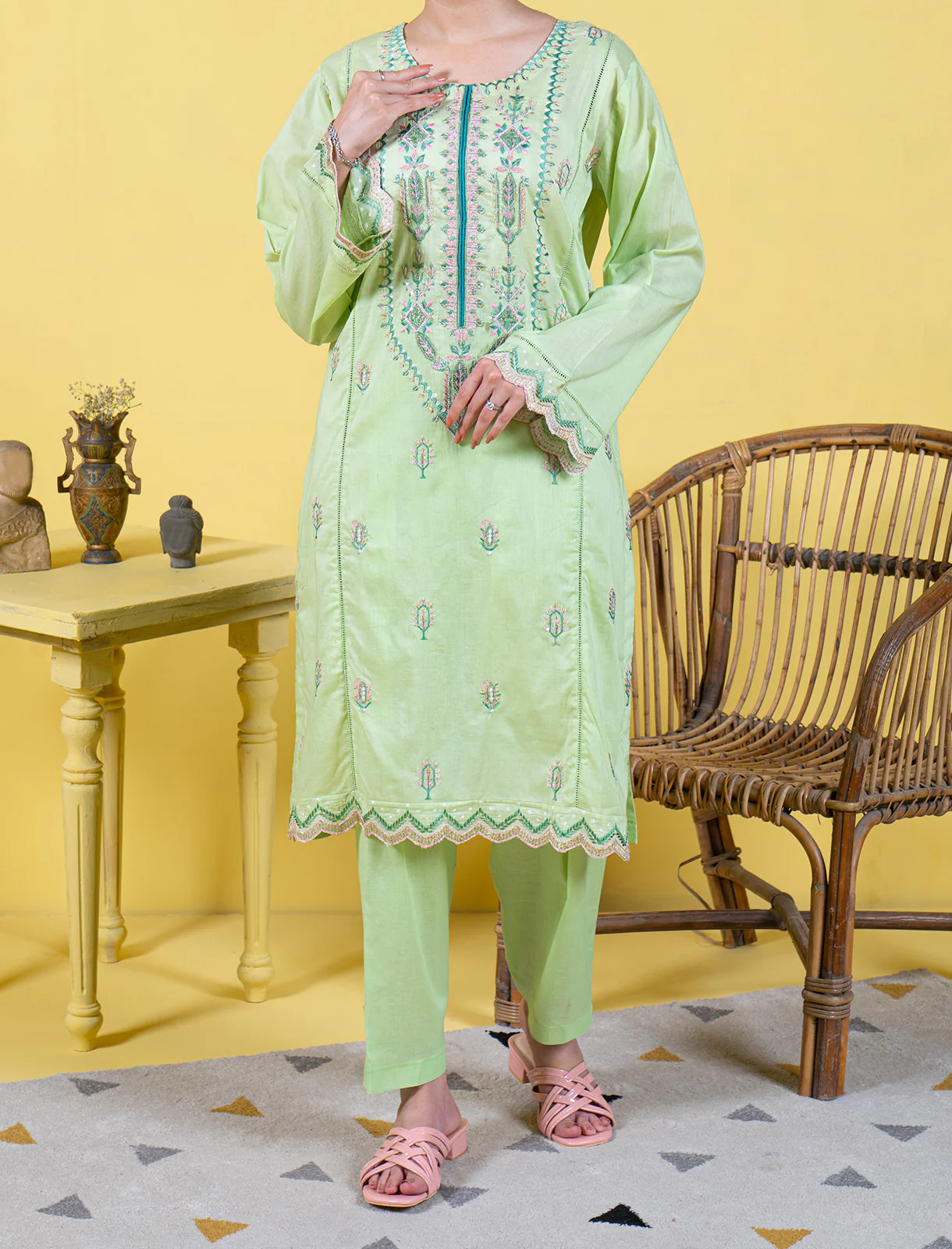 Women's "ELANA" Embroidered Stitched Lawn Shirt