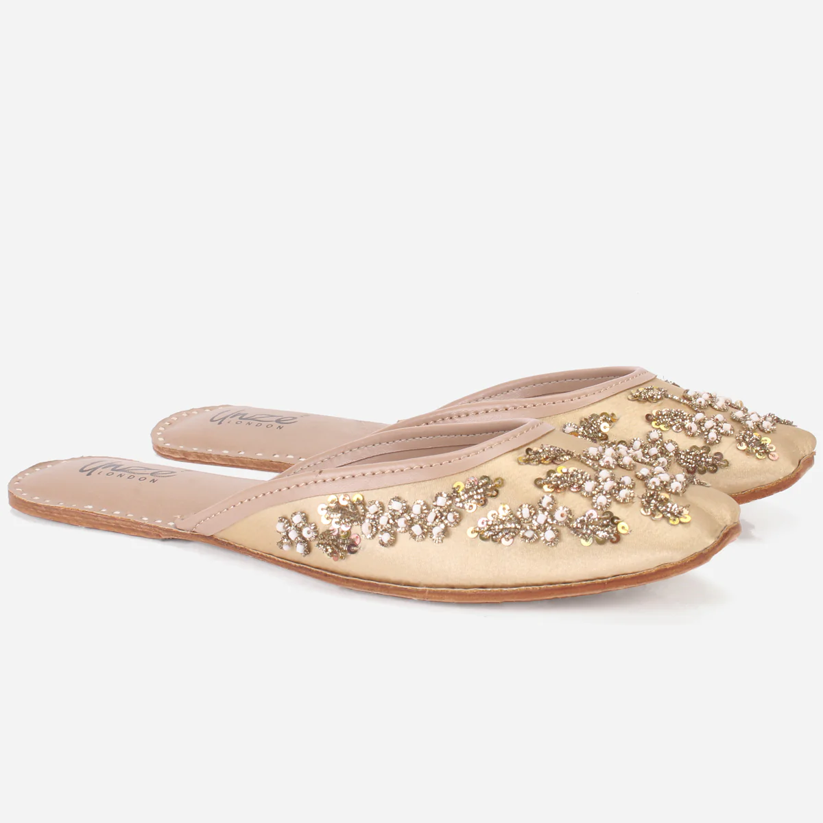 Womens "ELIZ" Handmade Leather Flat Open Back Pumps - Image 2