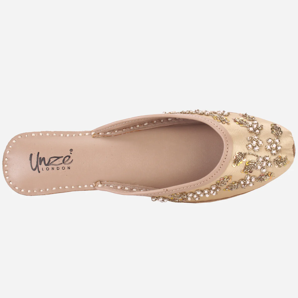 Womens "ELIZ" Handmade Leather Flat Open Back Pumps - Image 4