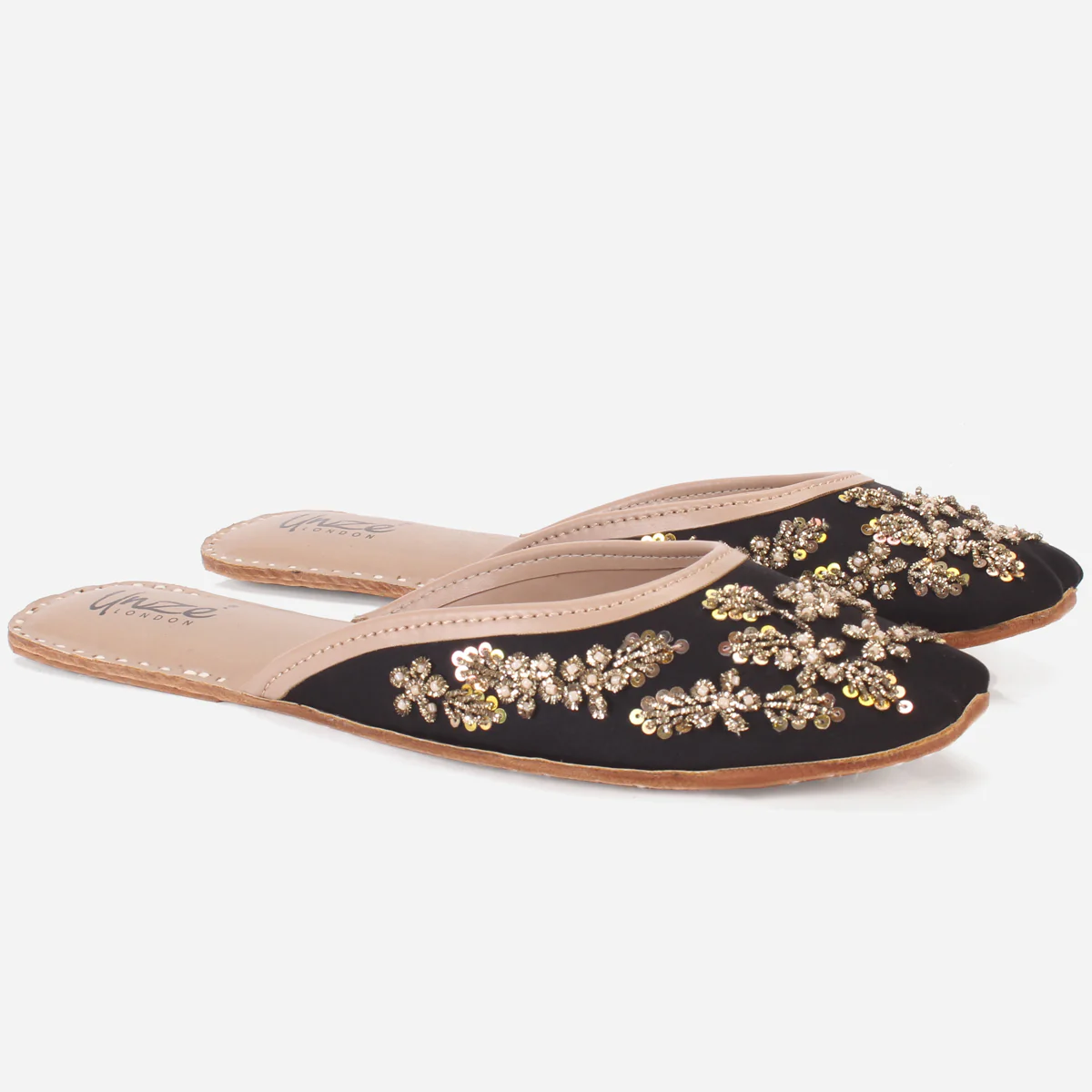 Womens "ELIZ" Handmade Leather Flat Open Back Pumps - Image 2