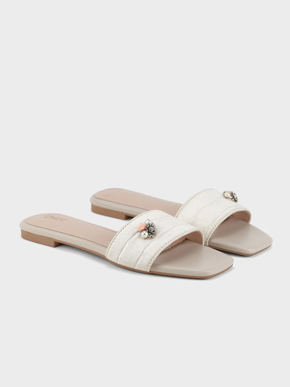 Womens "FERRULE" Satin Decorated Slippers - Image 4
