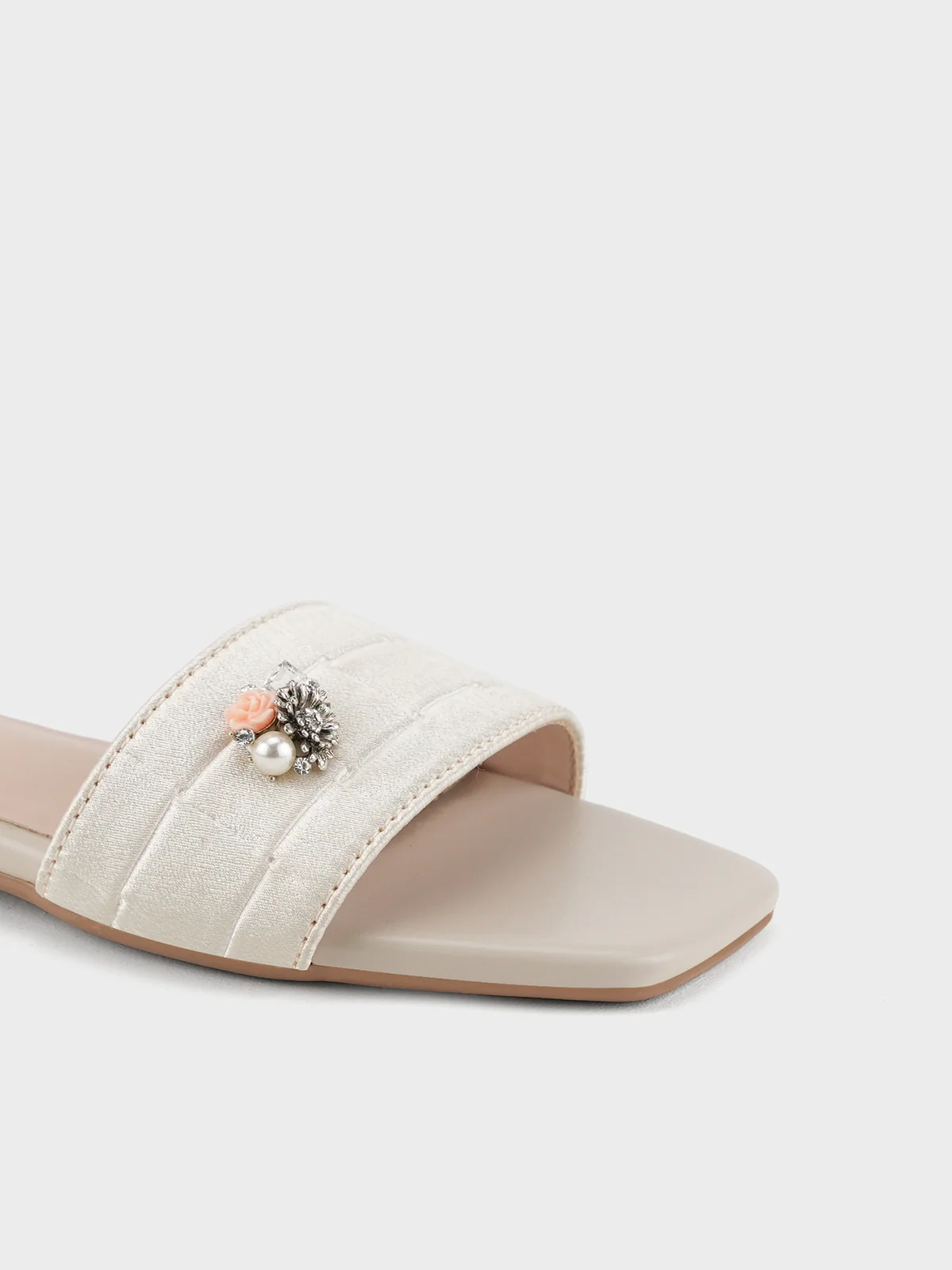 Womens "FERRULE" Satin Decorated Slippers - Image 5