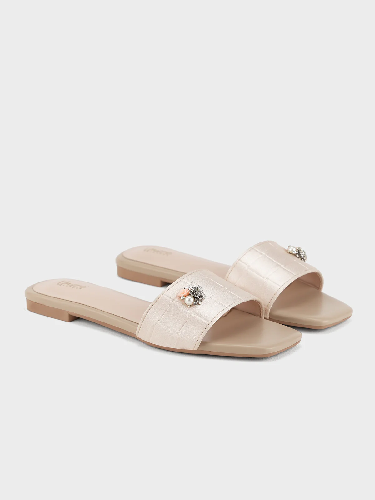 Womens "FERRULE" Satin Decorated Slippers - Image 4