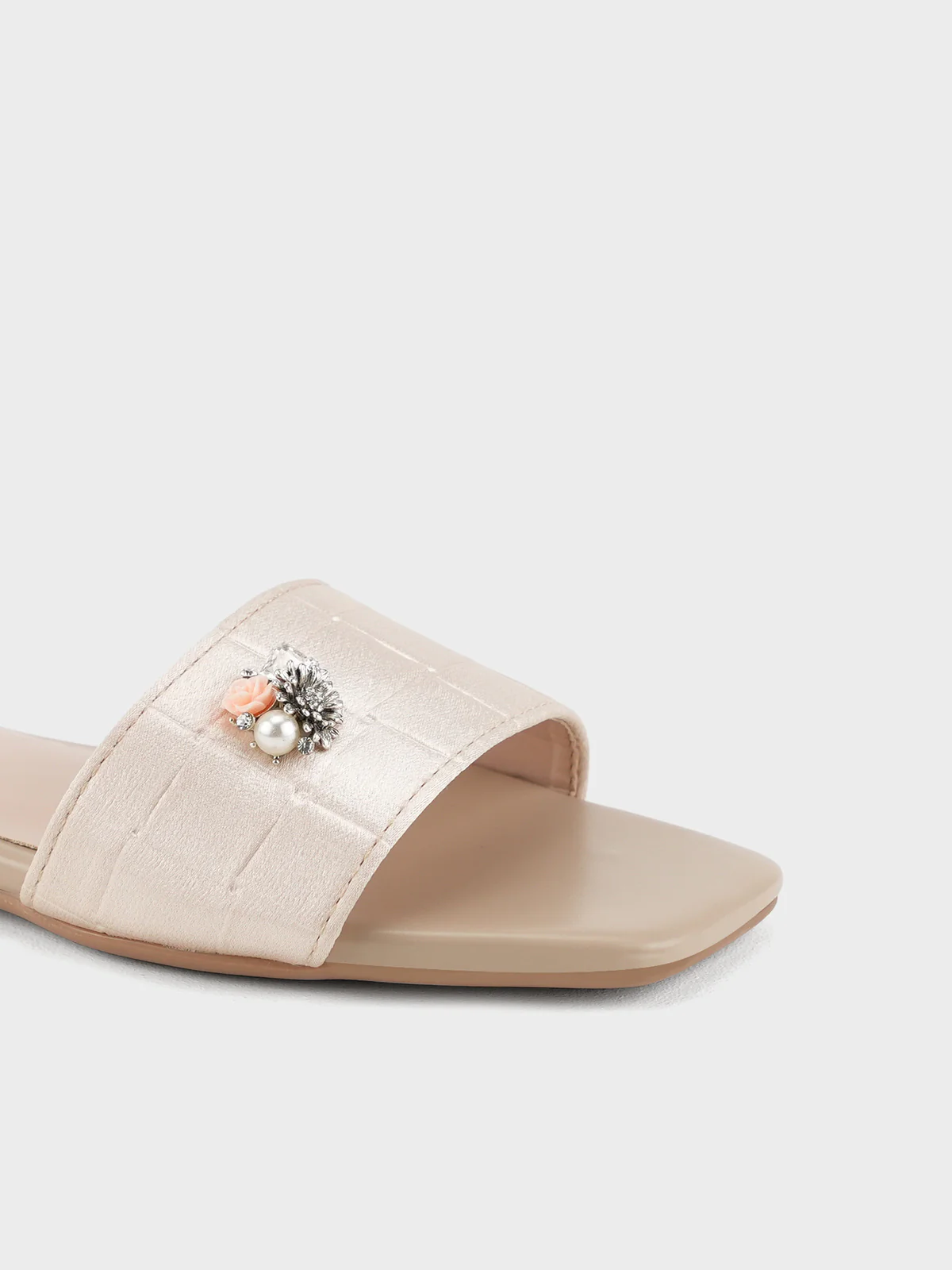 Womens "FERRULE" Satin Decorated Slippers - Image 5