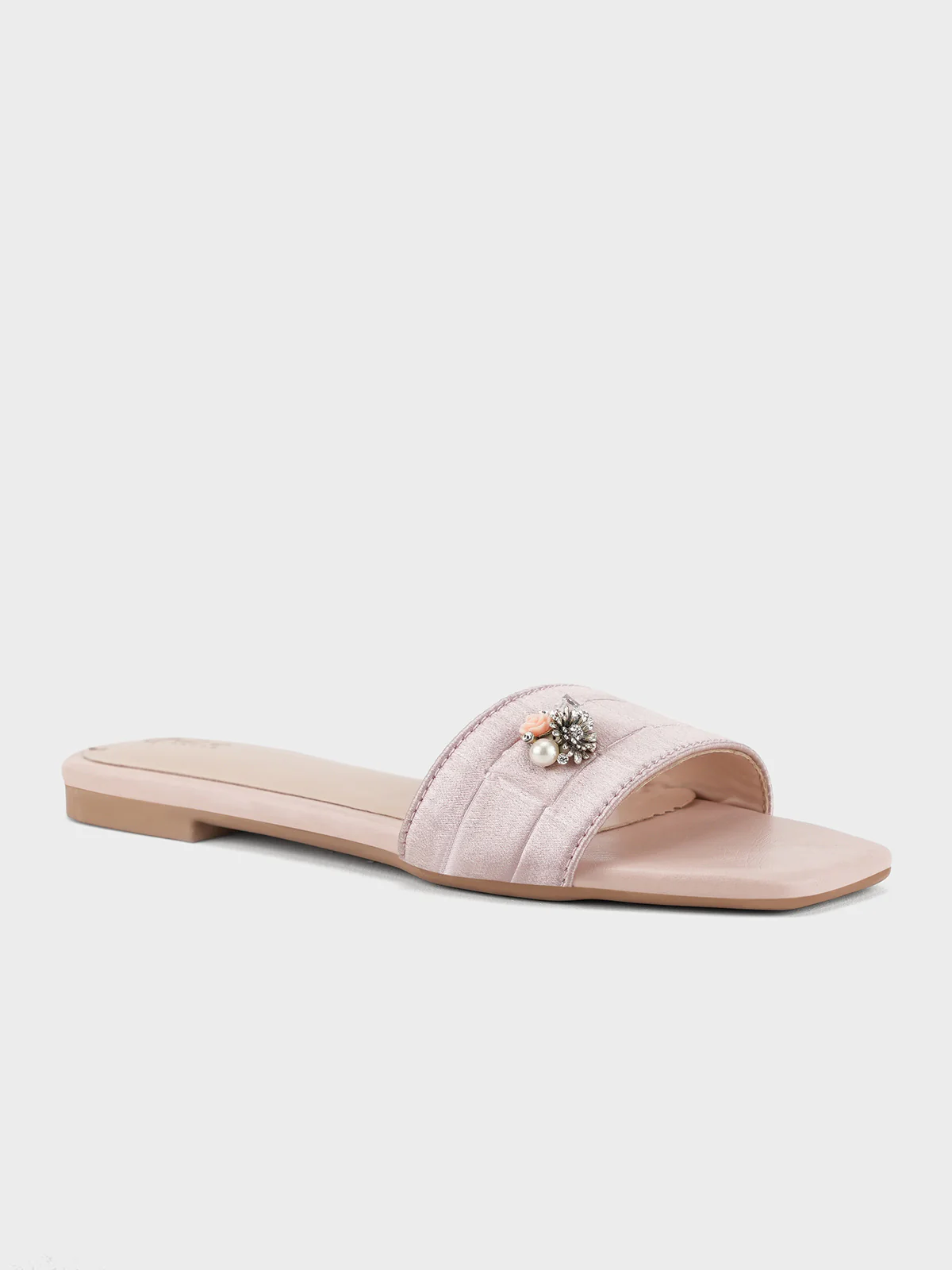 Womens "FERRULE" Satin Decorated Slippers - Image 2