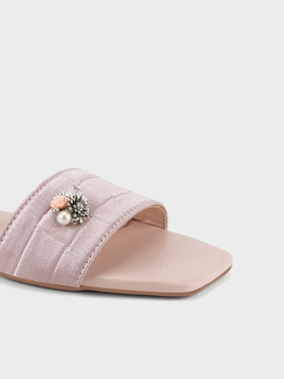 Womens "FERRULE" Satin Decorated Slippers - Image 5
