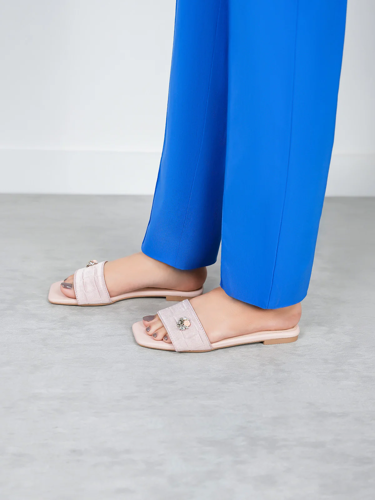 Womens "FERRULE" Satin Decorated Slippers - Image 6