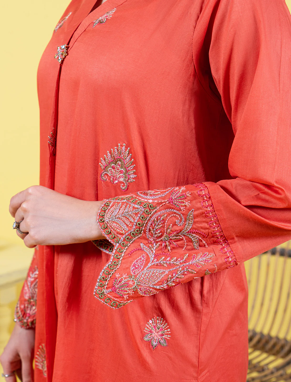 "FLEURR" Embroidered Stitched Lawn Shirt - Image 5