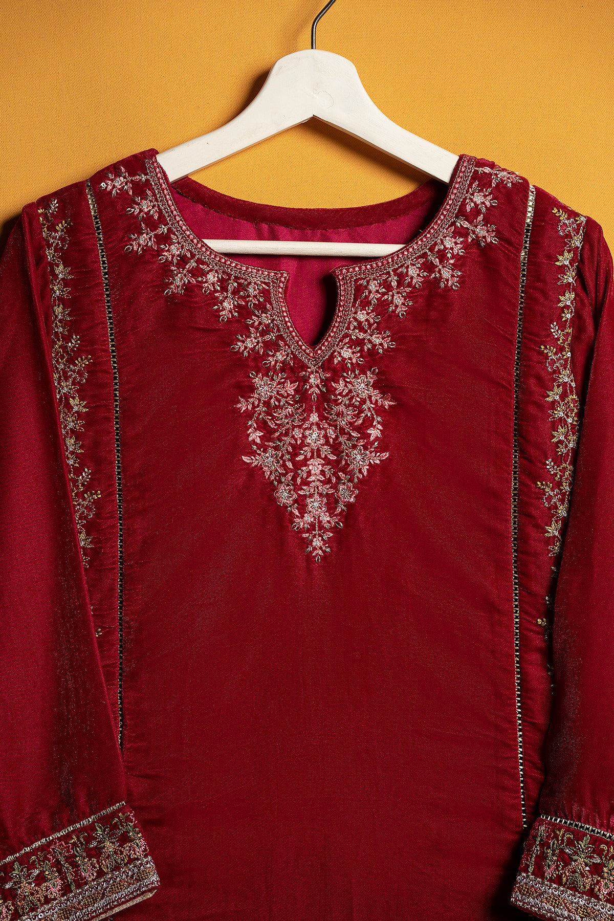 "FREDERICA" Embroidered Velvet Shirt - Image 2