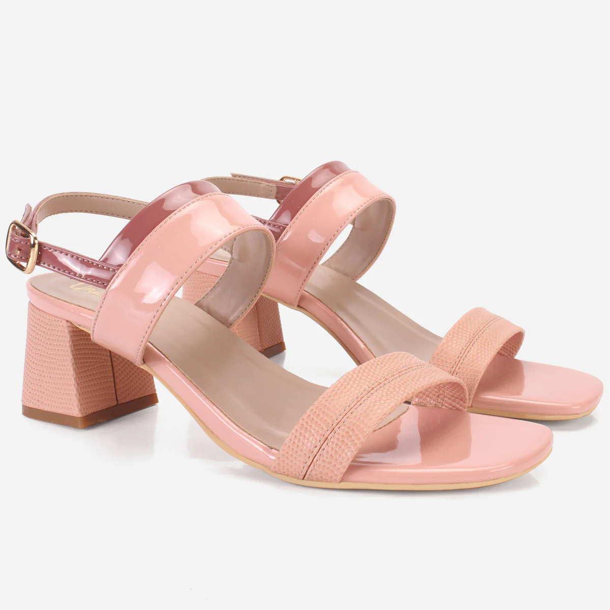 Womens "GLAZIA" Patent Block Heel Sandals - Image 2