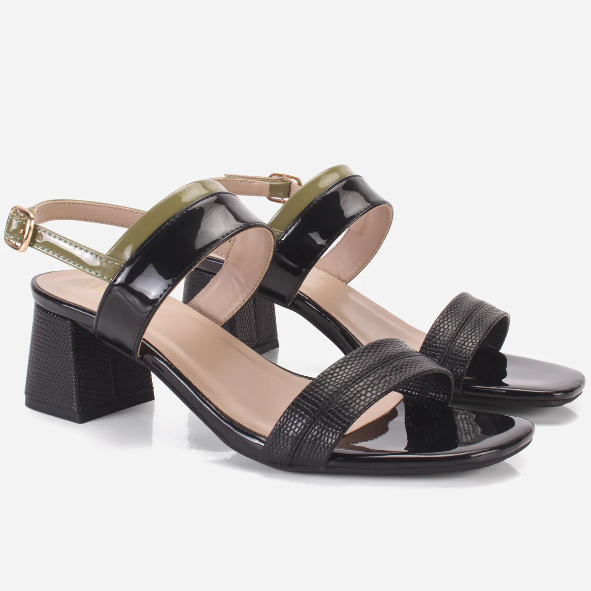 Womens "GLAZIA" Patent Block Heel Sandals - Image 2