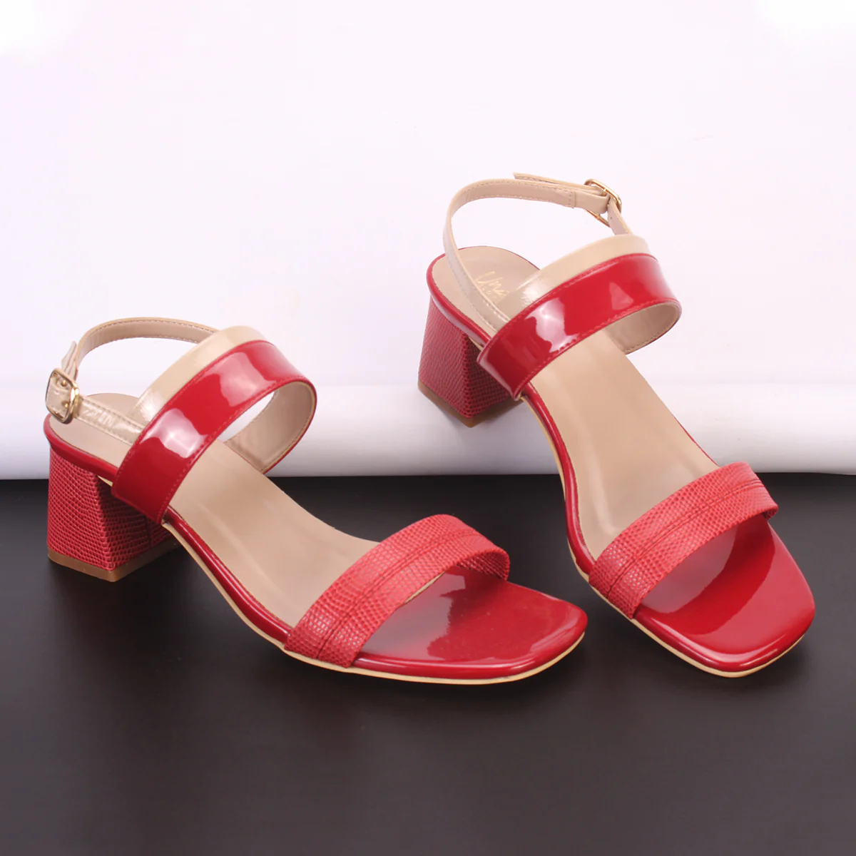 Womens "GLAZIA" Patent Block Heel Sandals - Image 6