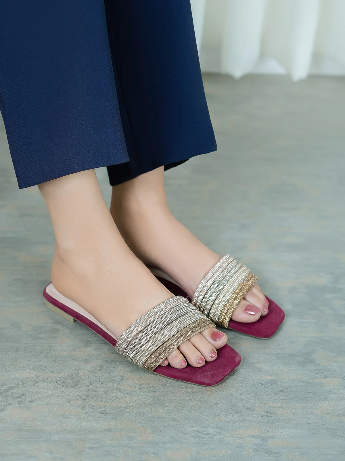 Womens "GLIDER" Flat Summer Slippers - Image 3
