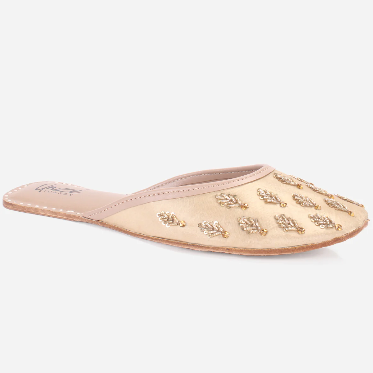 Womens "GLITZ" Handmade Leather Flat Open Back Pumps