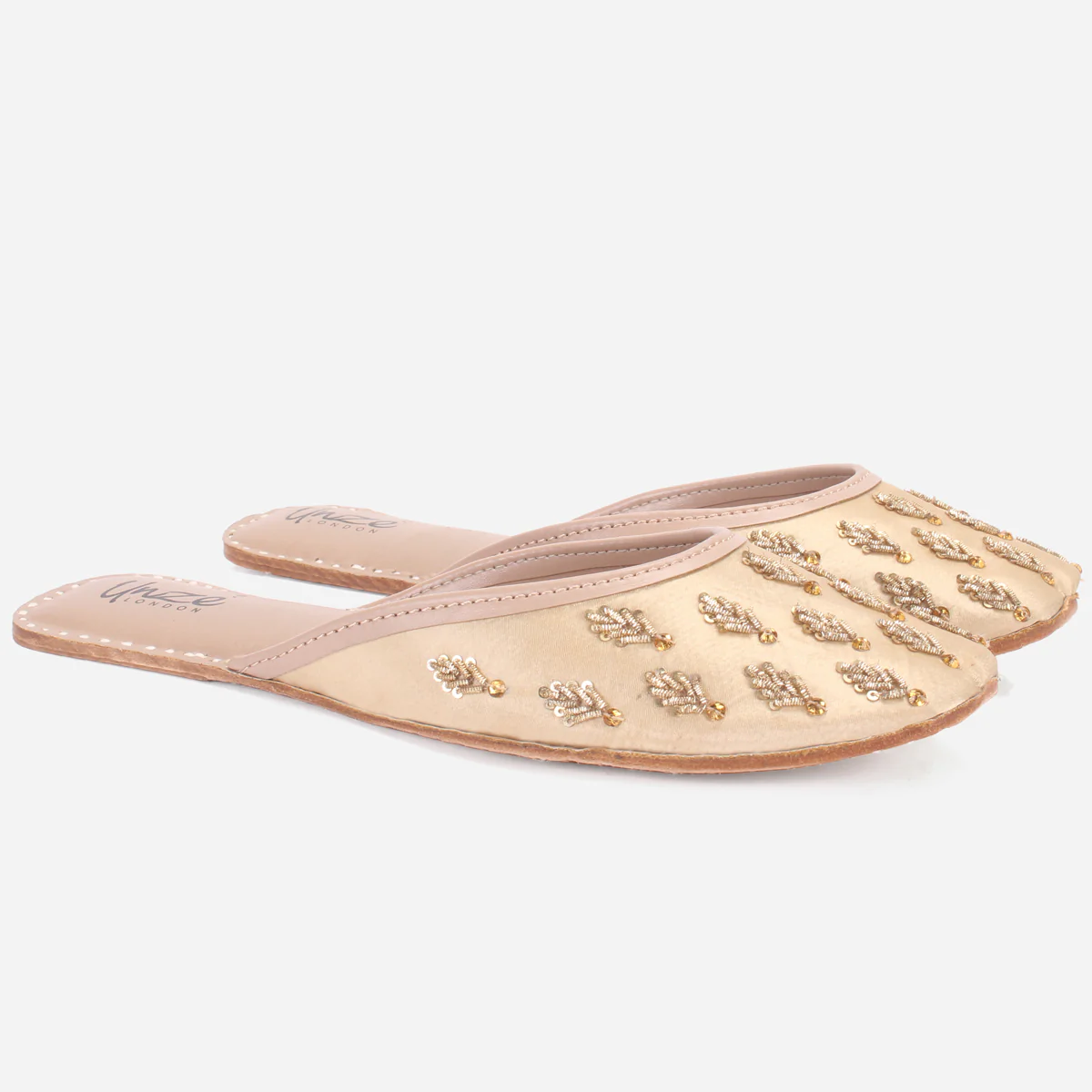 Womens "GLITZ" Handmade Leather Flat Open Back Pumps - Image 2