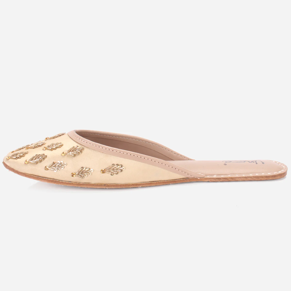 Womens "GLITZ" Handmade Leather Flat Open Back Pumps - Image 3