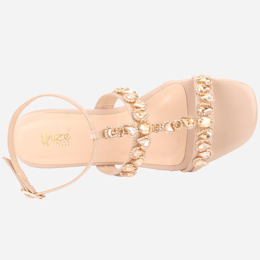 Womens "GUAZA" Embellished Ankle Strap Open Toe Sandals - Image 4