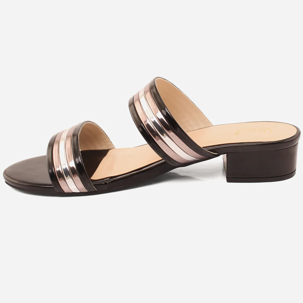 Womens "HADIA" Stylish Block Heeled Slip-On Shoes - Image 3