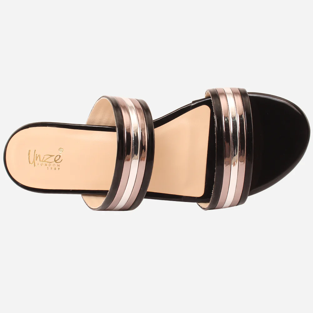 Womens "HADIA" Stylish Block Heeled Slip-On Shoes - Image 4