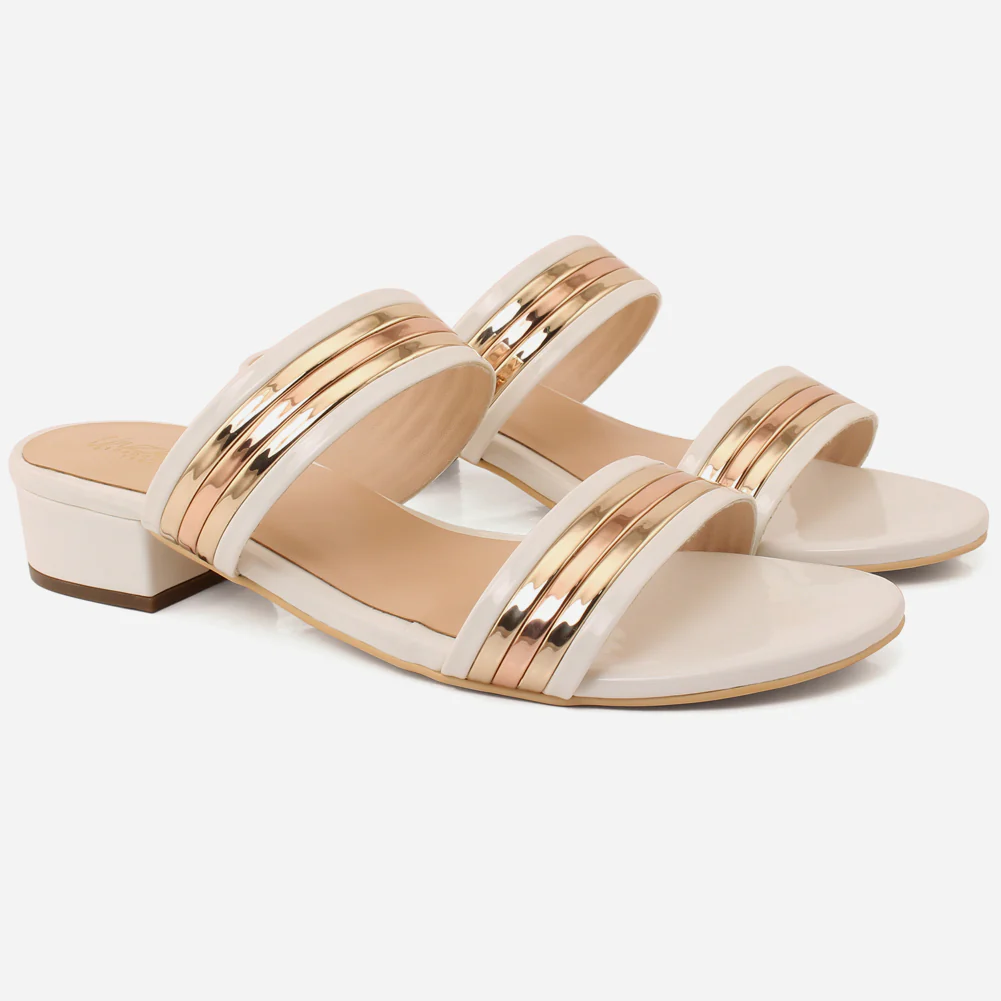Womens "HADIA" Stylish Block Heeled Slip-On Shoes - Image 2