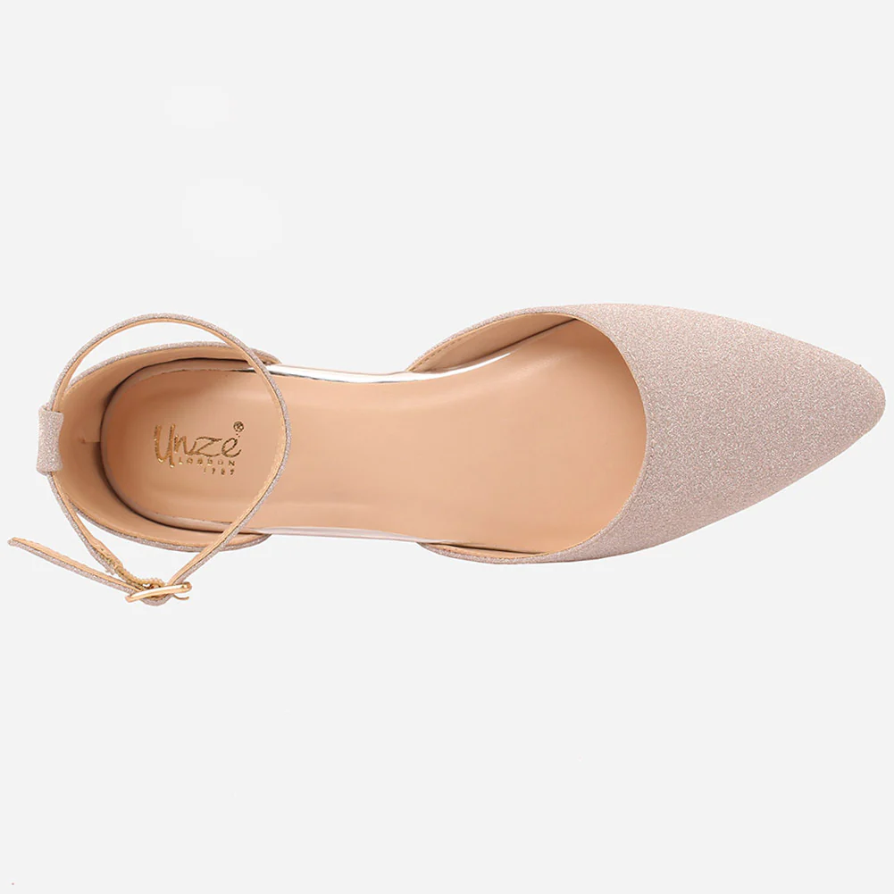 Womens "HARLEY" Ballet Flats Ankle Strap Dress Shoes Sandals - Image 4