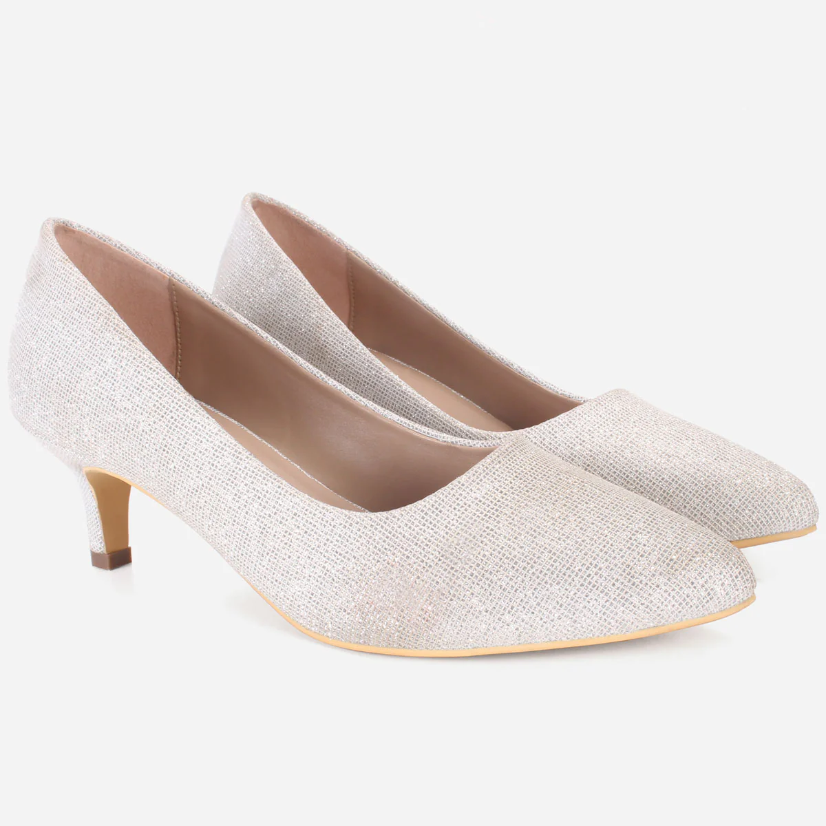T Womens "HARUKO" Almond Toe Glitter Court Shoes - Image 2