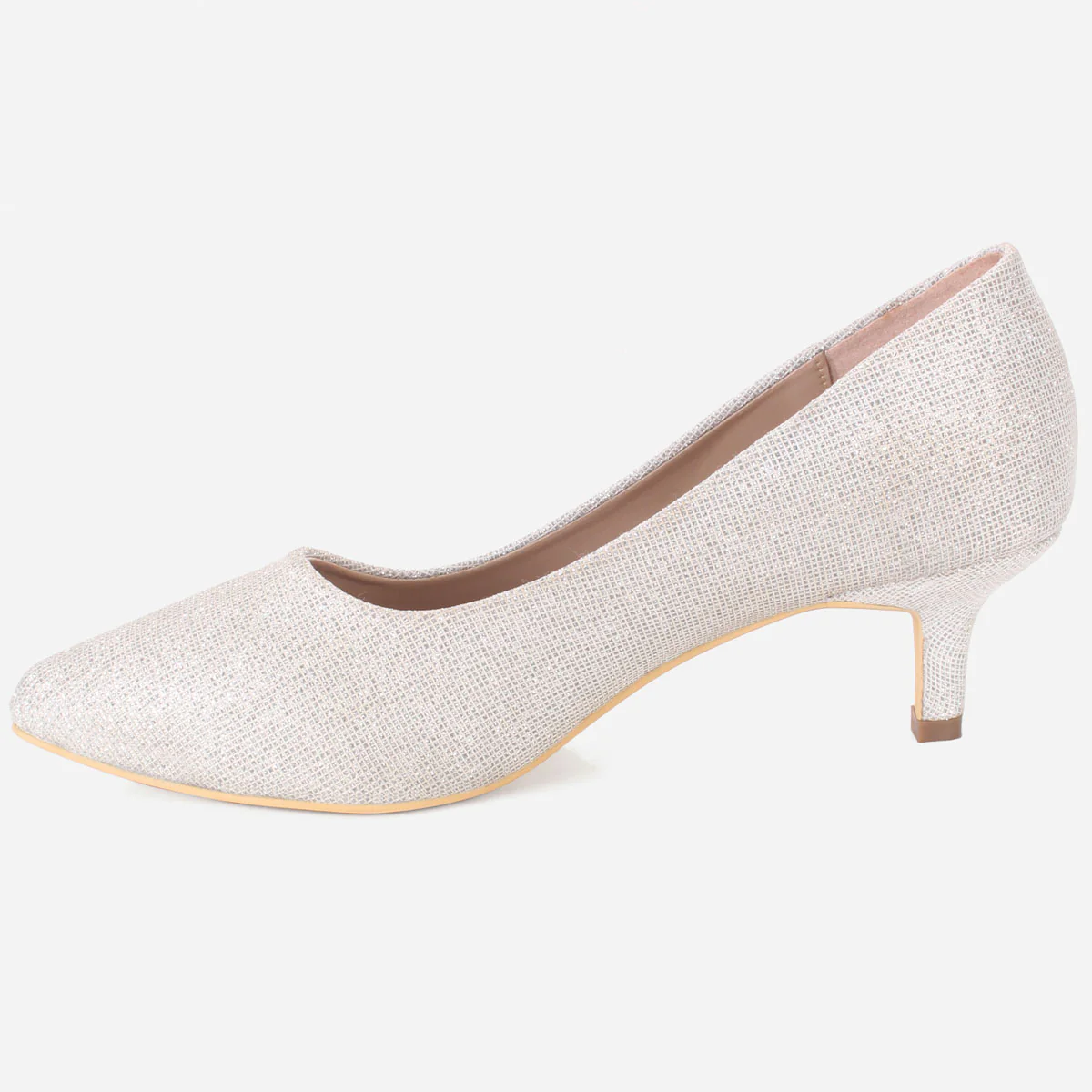 T Womens "HARUKO" Almond Toe Glitter Court Shoes - Image 3