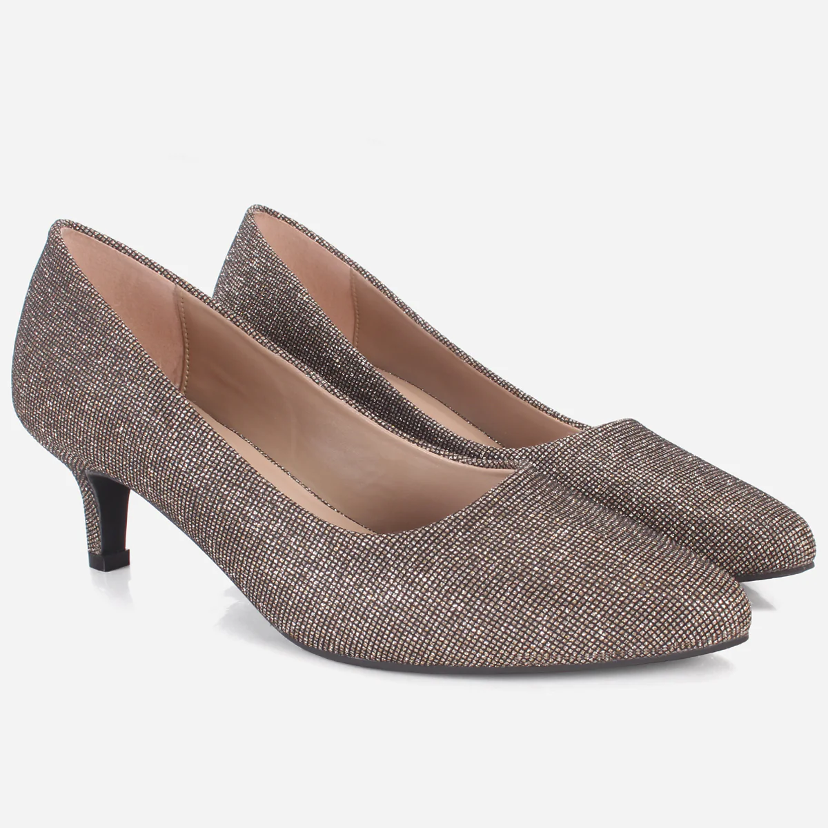 Womens "HARUKO" Almond Toe Glitter Court Shoes - Image 2