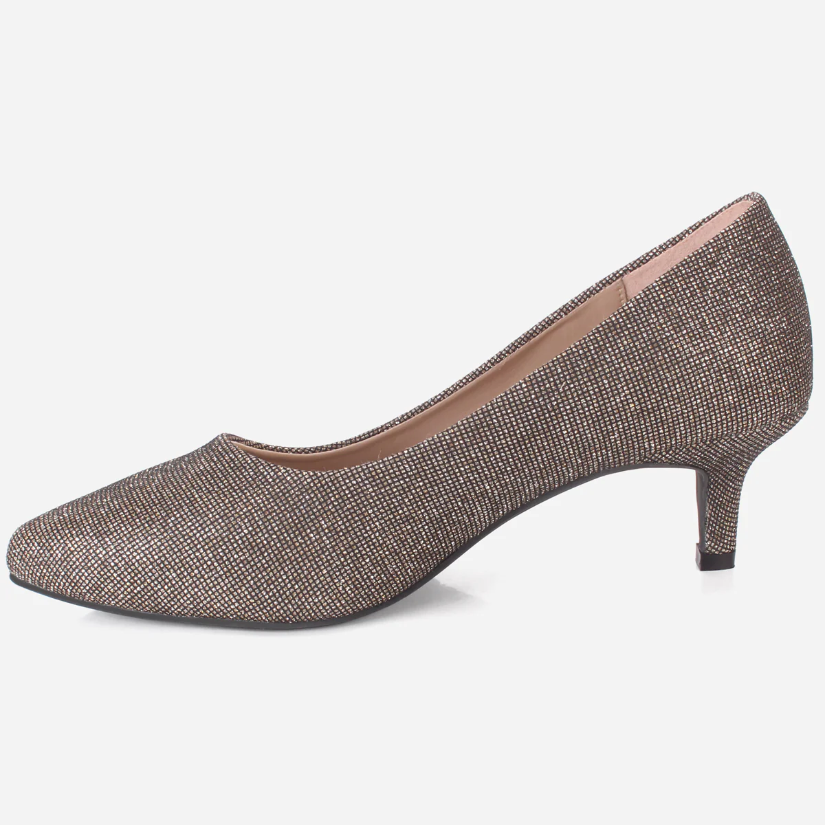 Womens "HARUKO" Almond Toe Glitter Court Shoes - Image 3