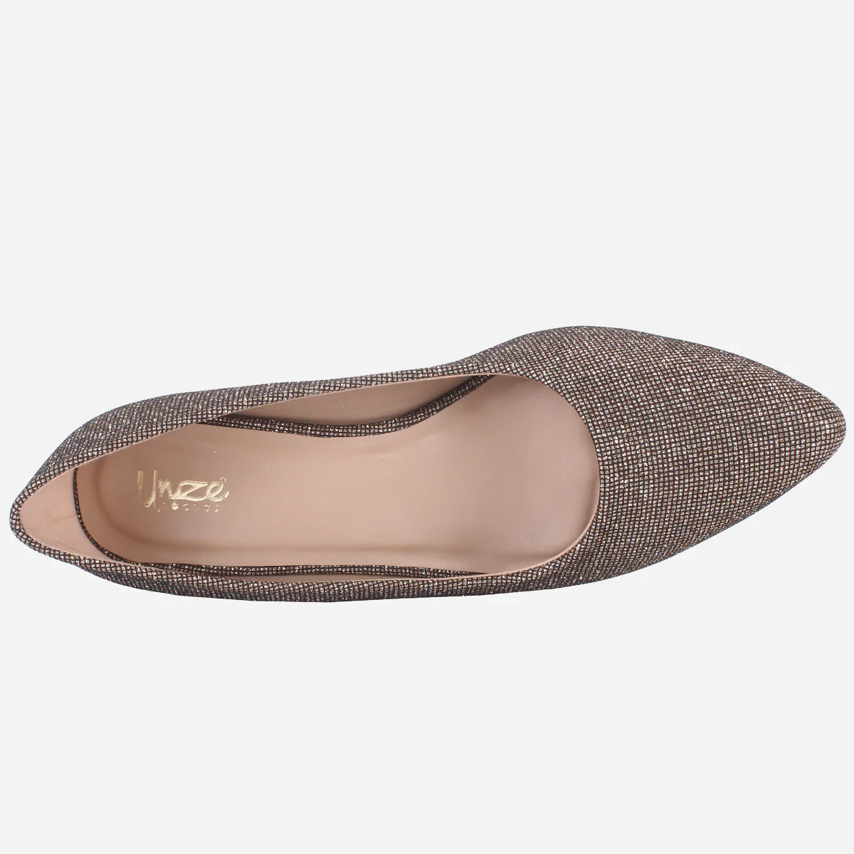 Womens "HARUKO" Almond Toe Glitter Court Shoes - Image 4