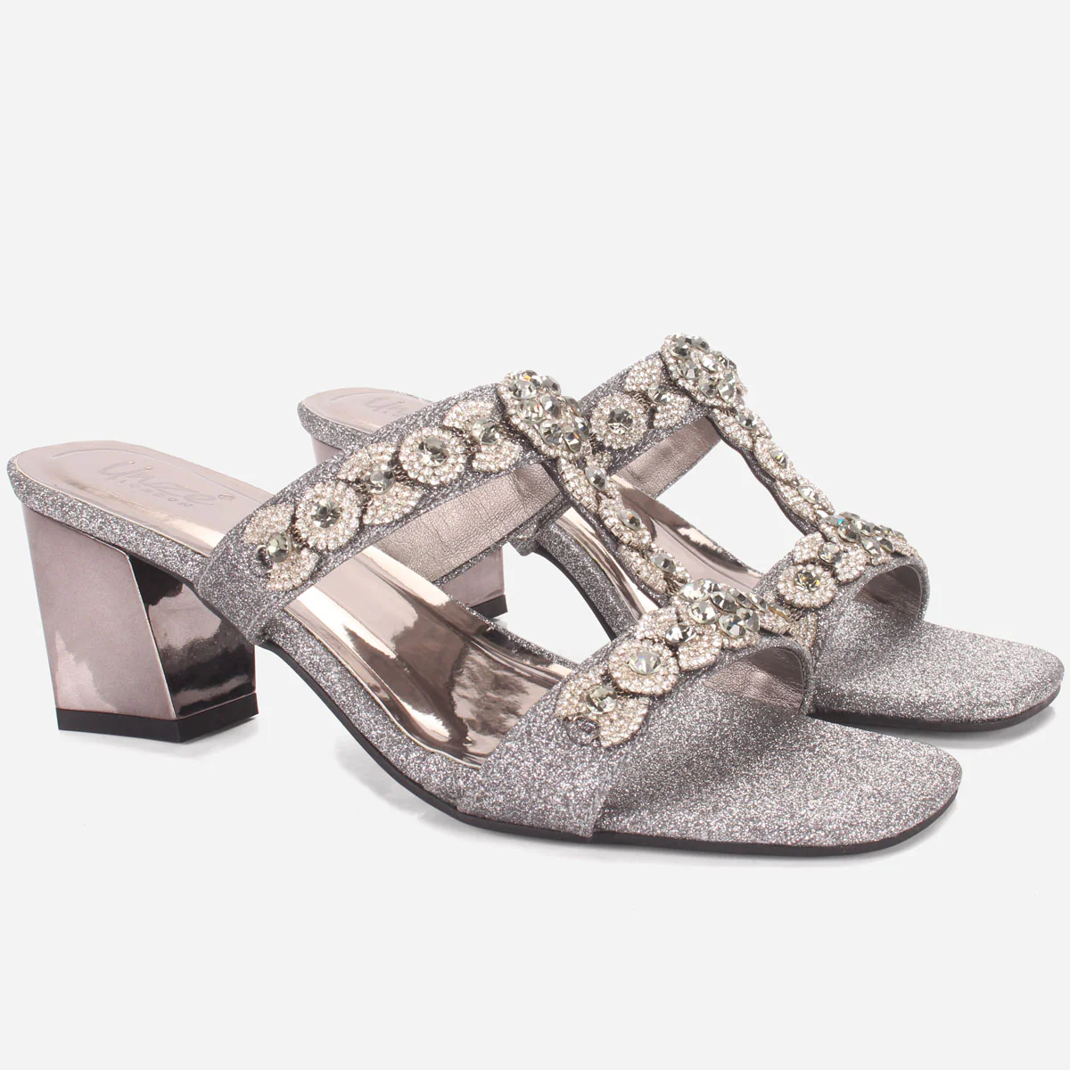 Women's "HIRAX" Decorated Block Heel Slide in Sandals - Image 2