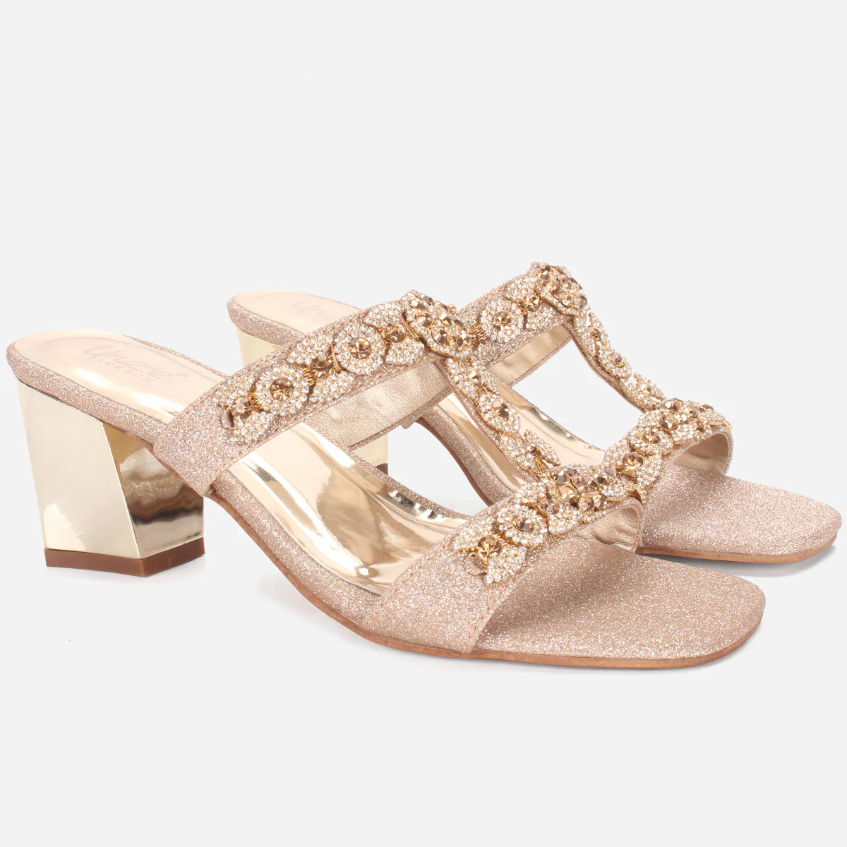 Women's "HIRAX" Decorated Block Heel Slide in Sandals - Image 2