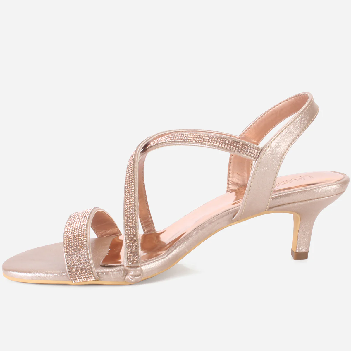 Womens "HIYLO"Glitter Low Heel Party Sandals - Image 3