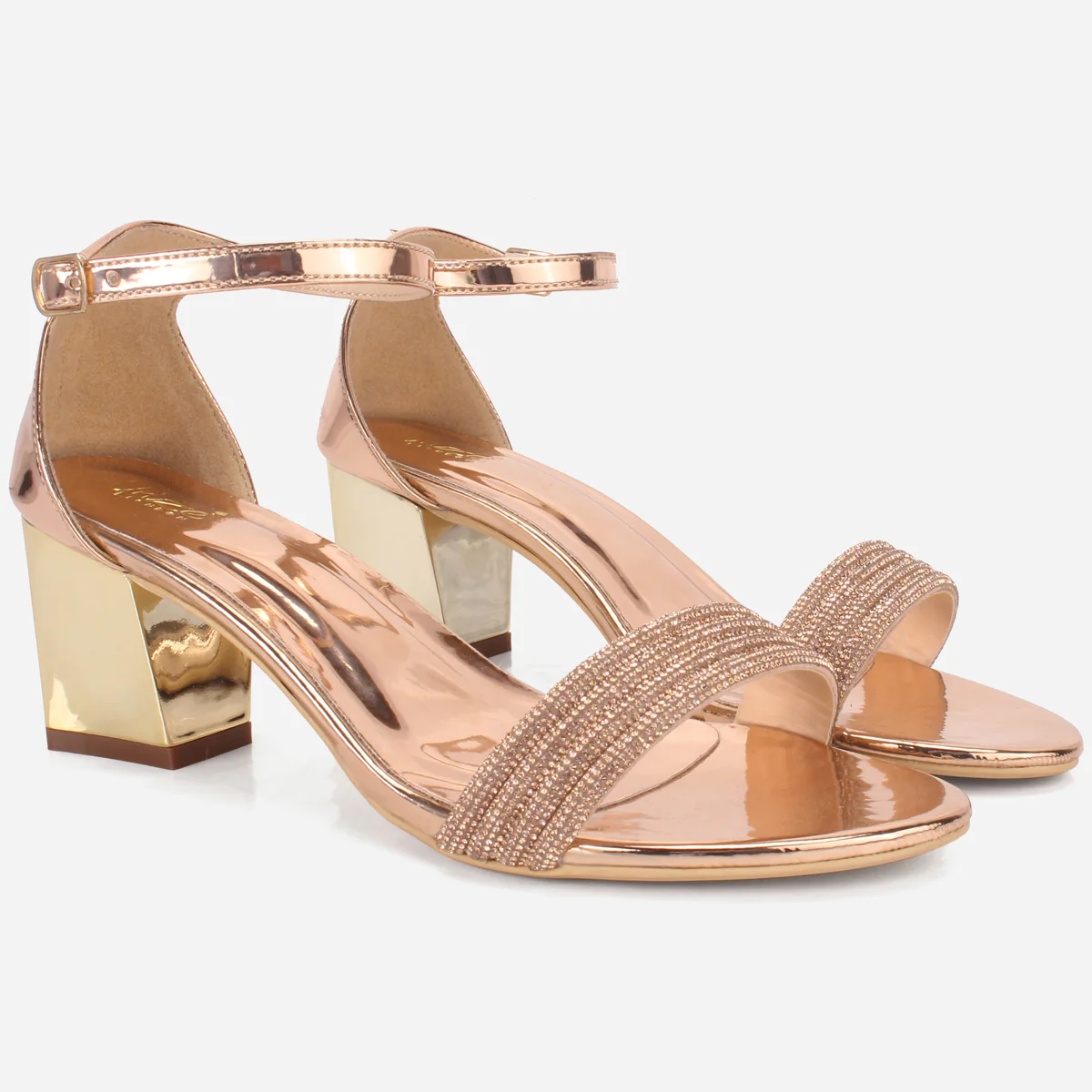 Womens "HORAIN" Open Toe Block Heeled Sandals - Image 2