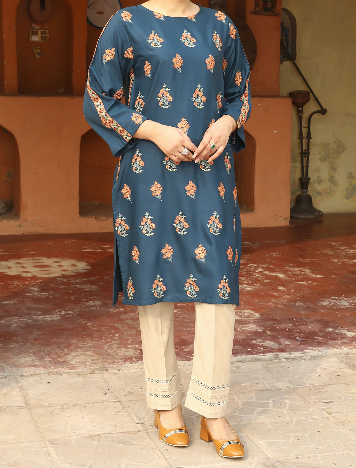 Women's "JAXON" Embroidered Pret Stitched Shirt