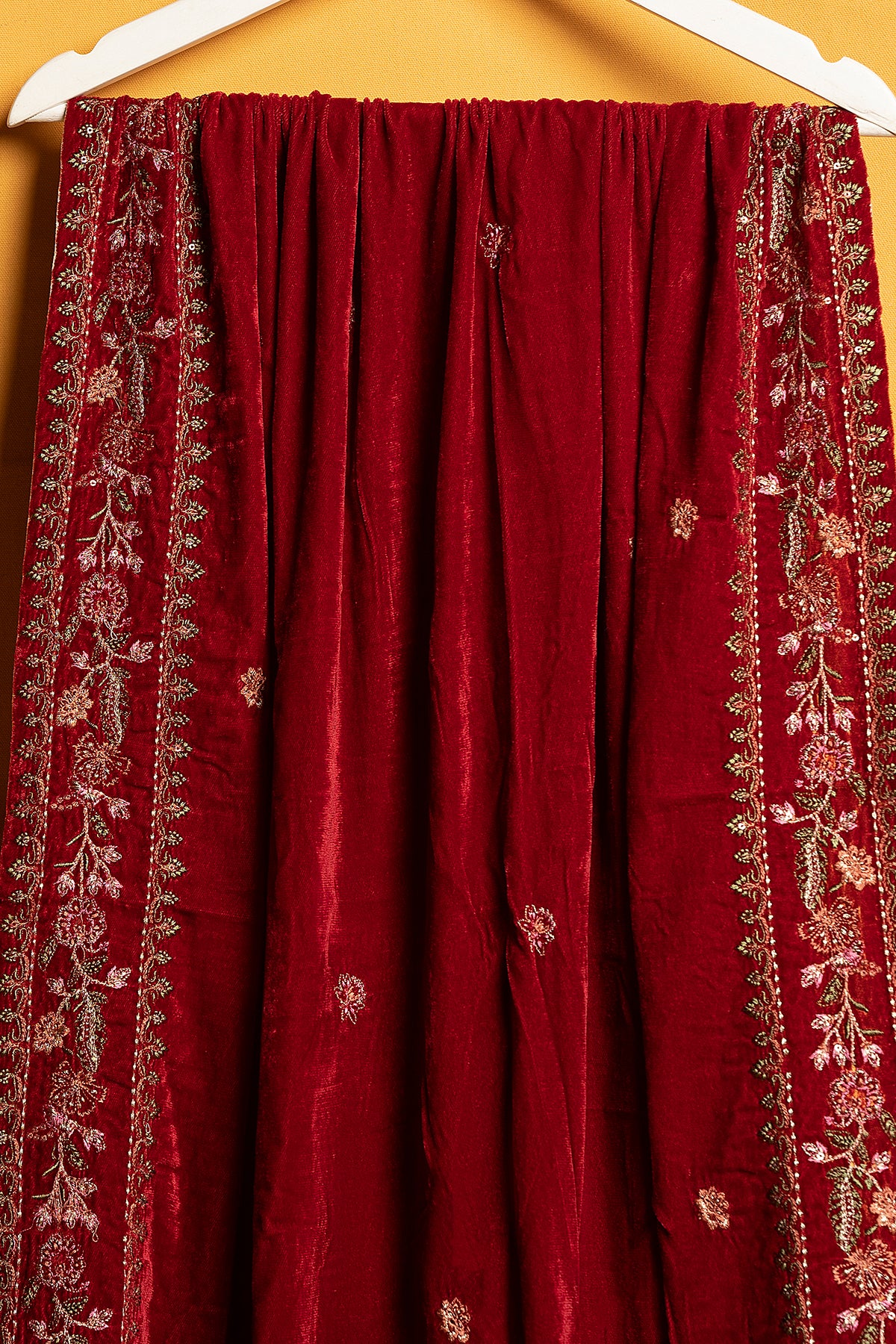 Womens "JEDD" Velvet Embroidery Shawl