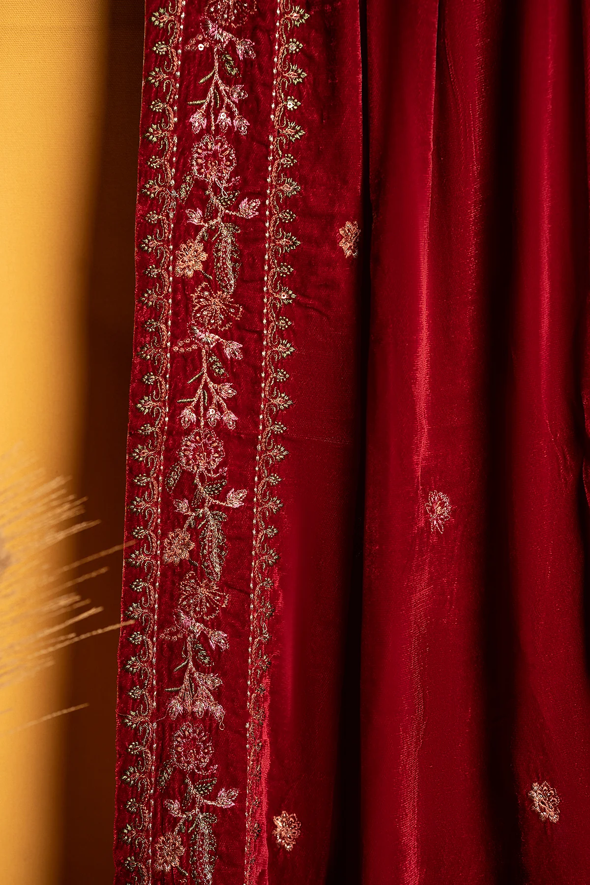 Womens "JEDD" Velvet Embroidery Shawl - Image 2