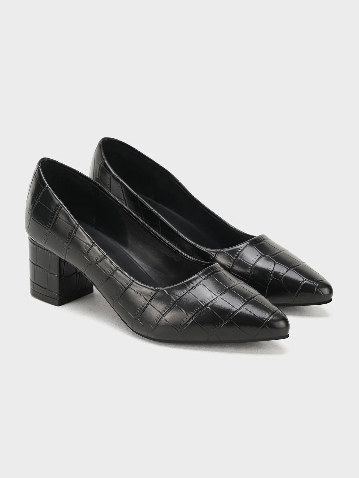 Women's "KIENNA" Textured Block Heel Courts - Image 2