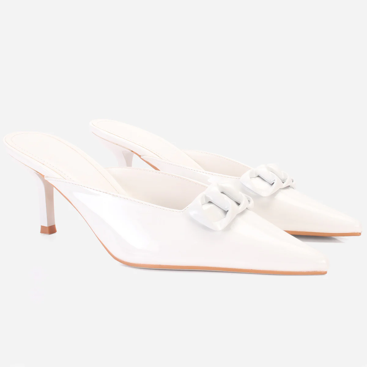 Womens "KIMARA" Pointed Toe Slide In Heeled Sandals - Image 2