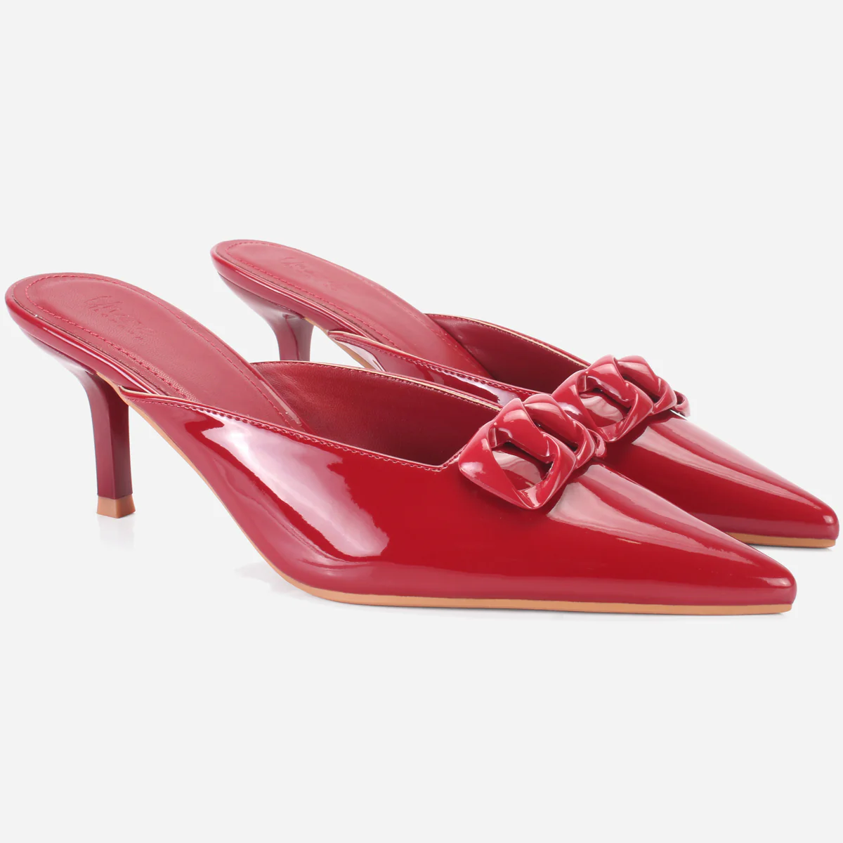Womens "KIMARA" Pointed Toe Slide In Heeled Sandals - Image 2