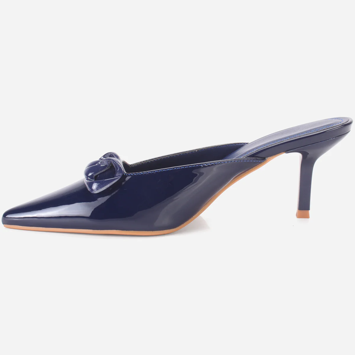 Womens "KIMARA" Pointed Toe Slide In Heeled Sandals - Image 3