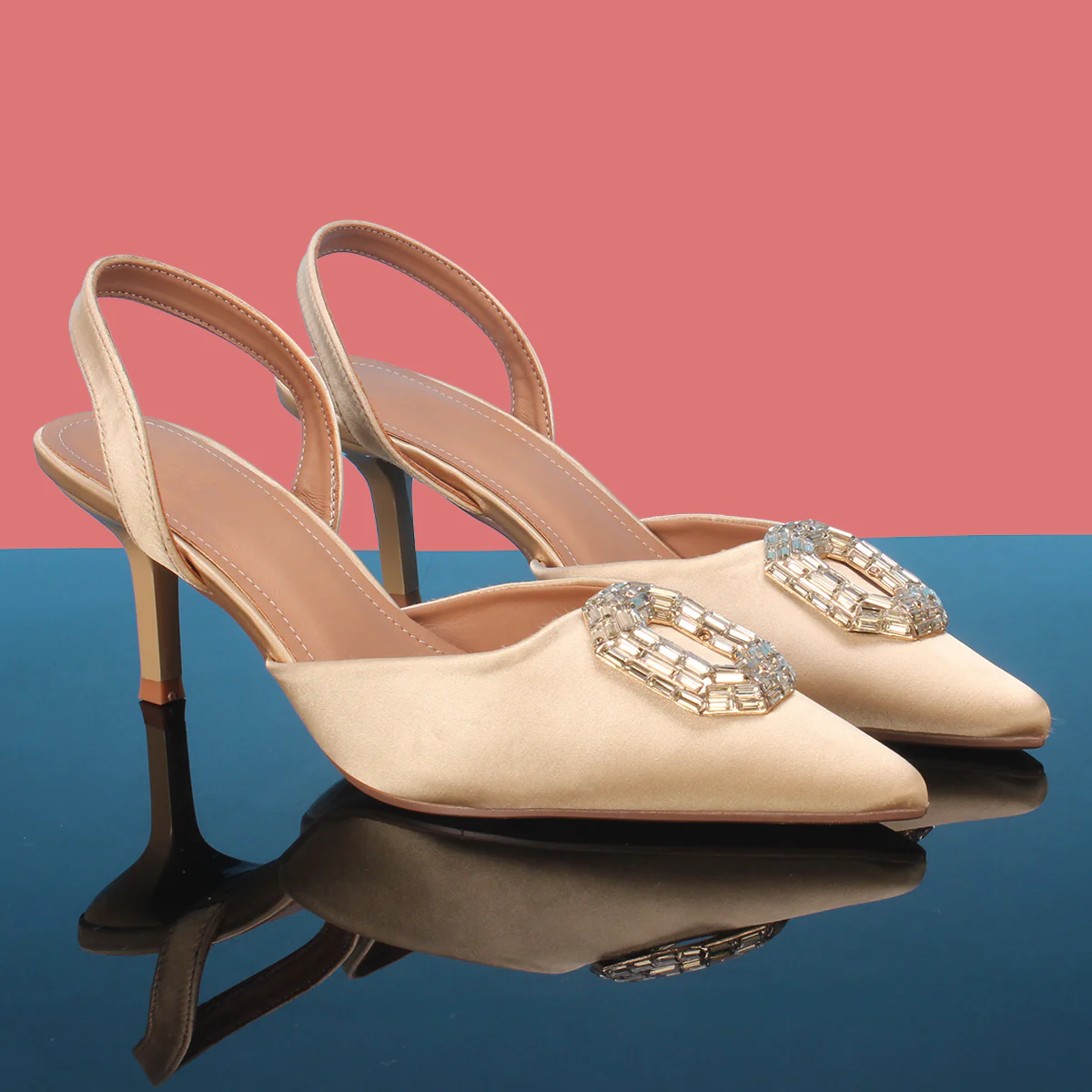 Womens "LAIA" Pointed Toe Decorated Pumps Sandals - Image 6