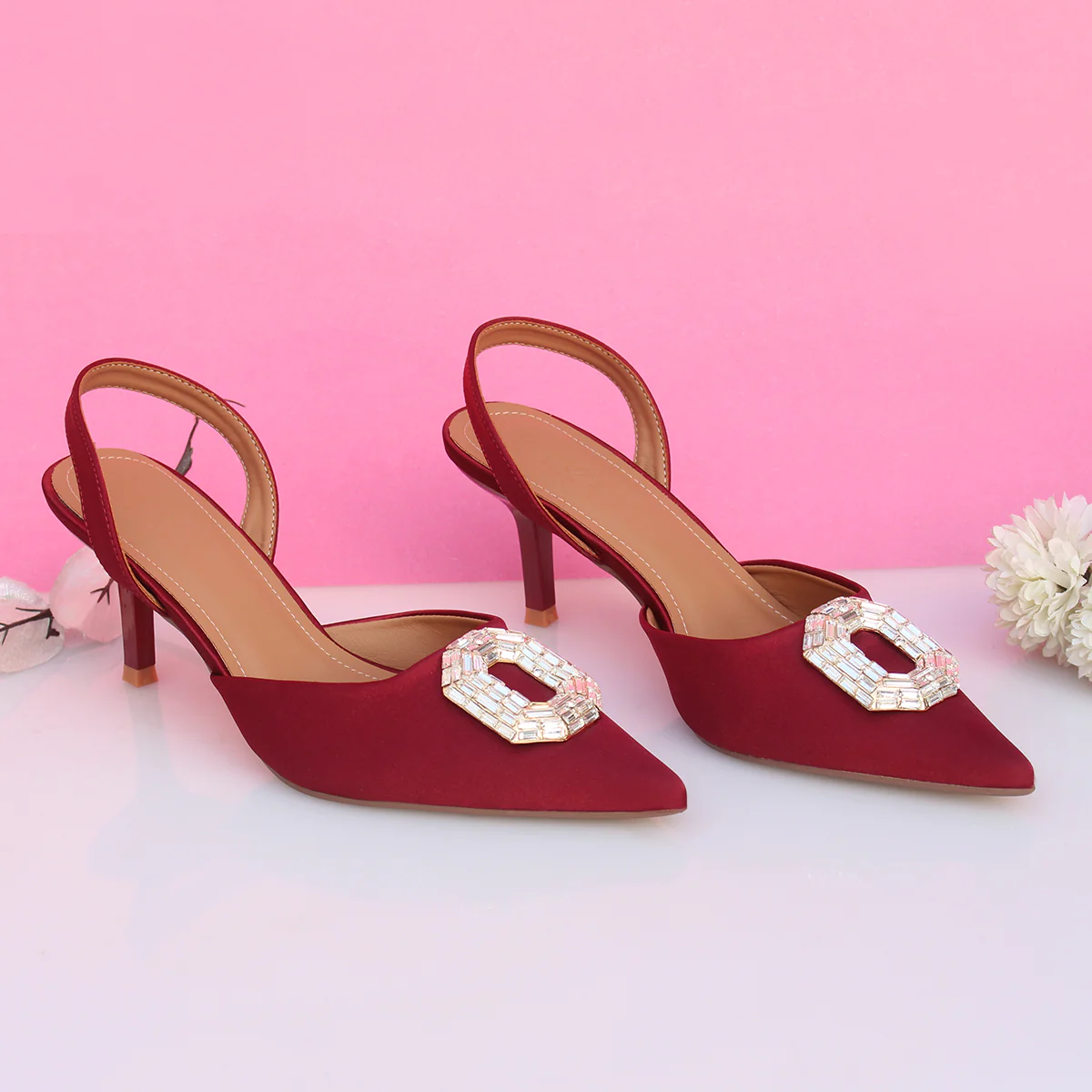 Womens "LAIA" Pointed Toe Decorated Pumps Sandals - Image 6