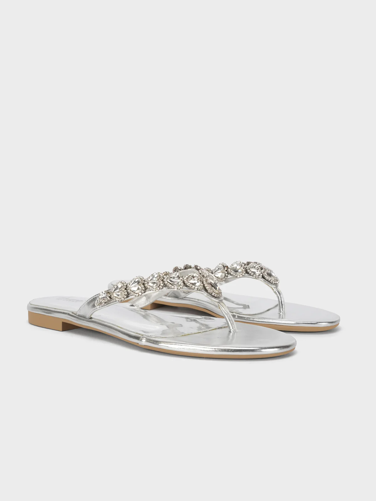 Womens "LILAC" V Strap Decorated Summer Slippers - Image 2