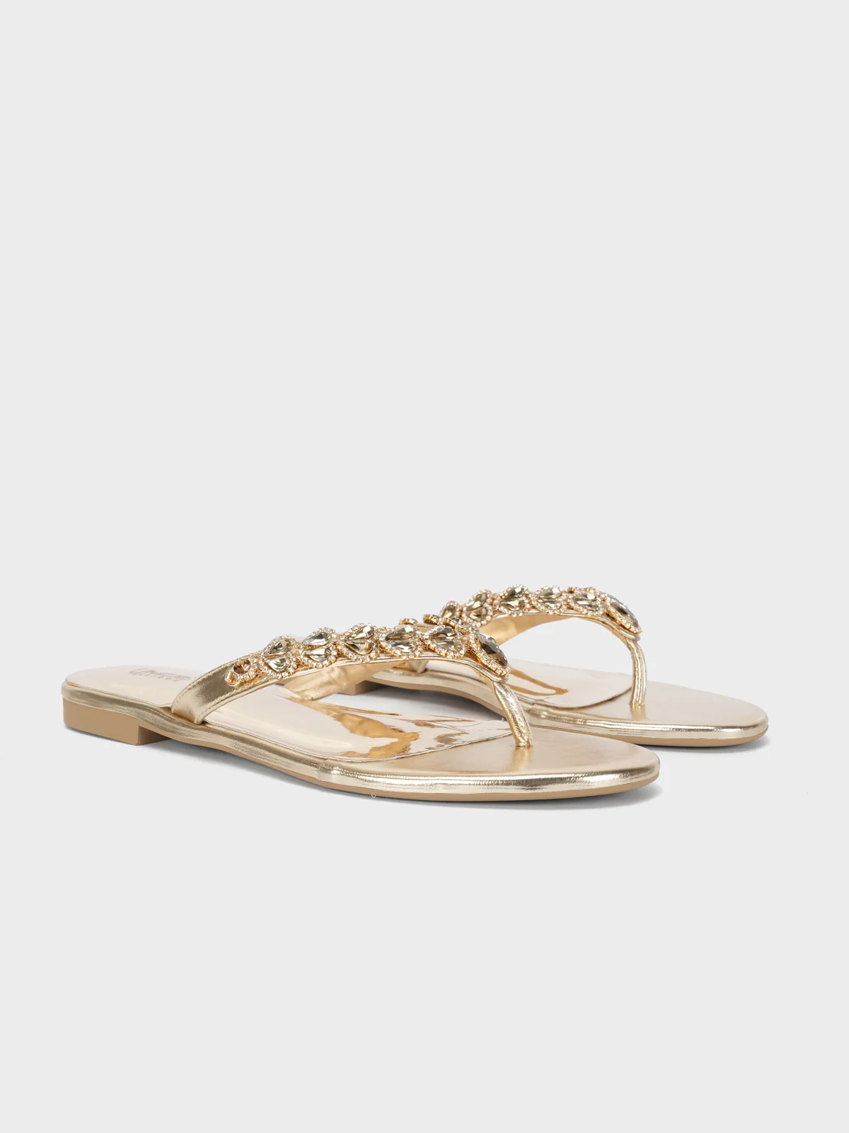 Womens "LILAC" V Strap Decorated Summer Slippers - Image 2