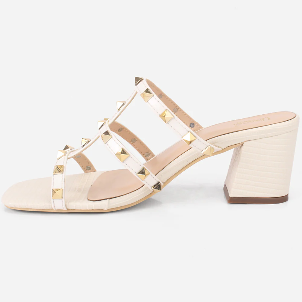 Women's "LISACONE" Stud Adorned Block Heeled Sandals - Image 3