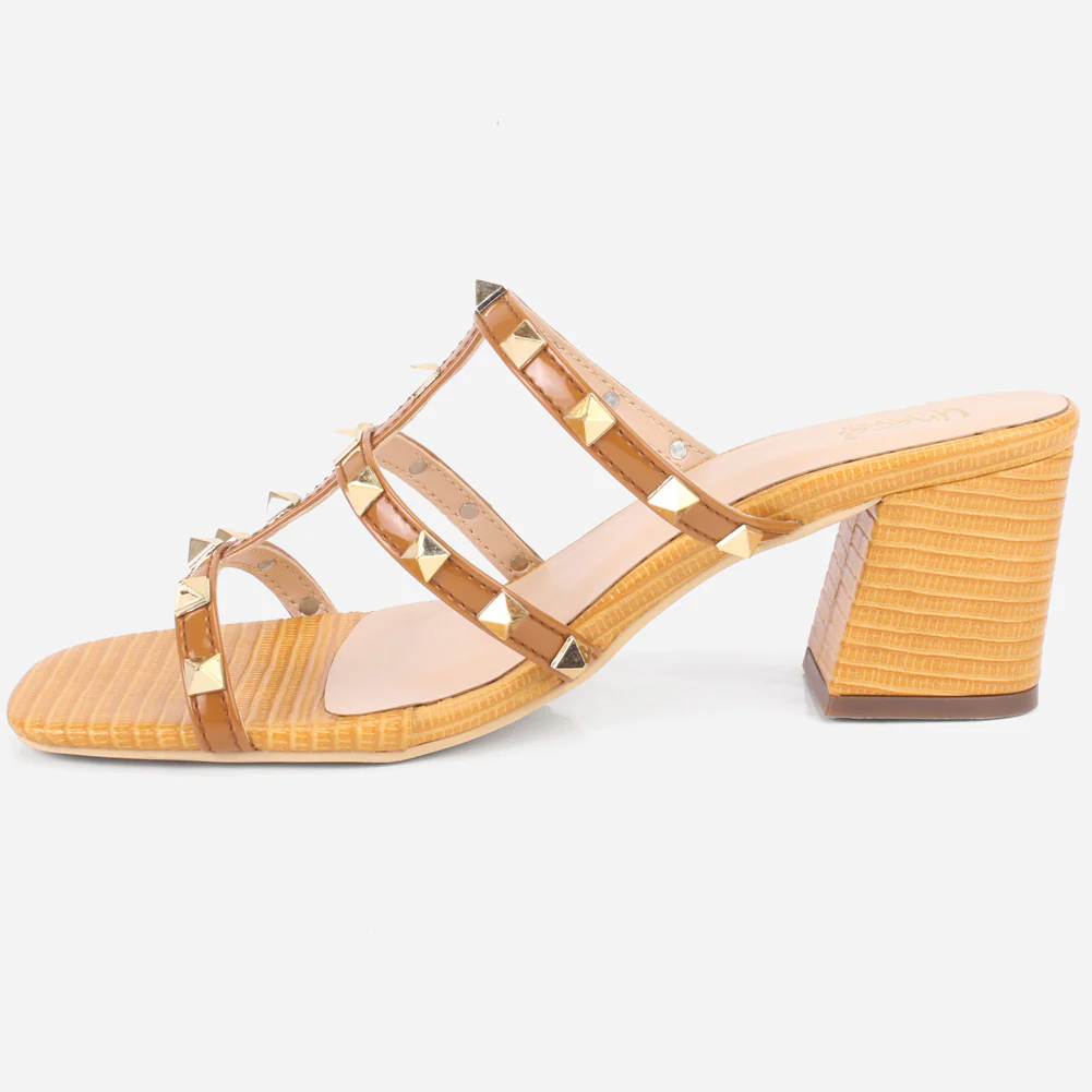 Women's "LISACONE" Stud Adorned Block Heeled Sandals - Image 3