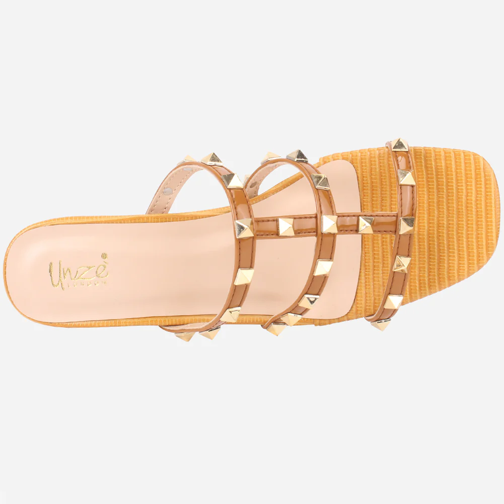 Women's "LISACONE" Stud Adorned Block Heeled Sandals - Image 4
